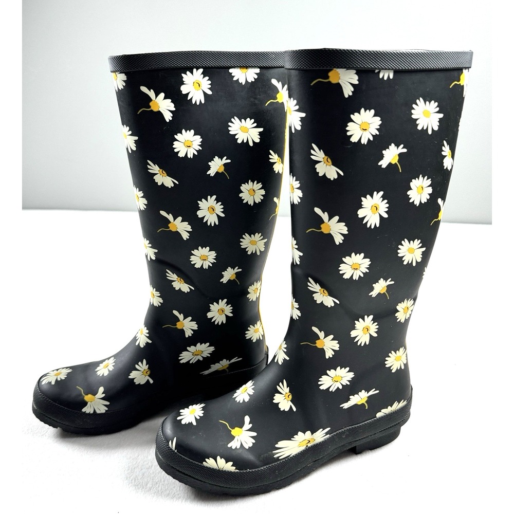 Women's Serra Daisy Design 14'" Tall Rubber, Mud, Rain Boots Size 7